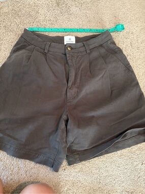 anine bing Pleated Cotton Shorts